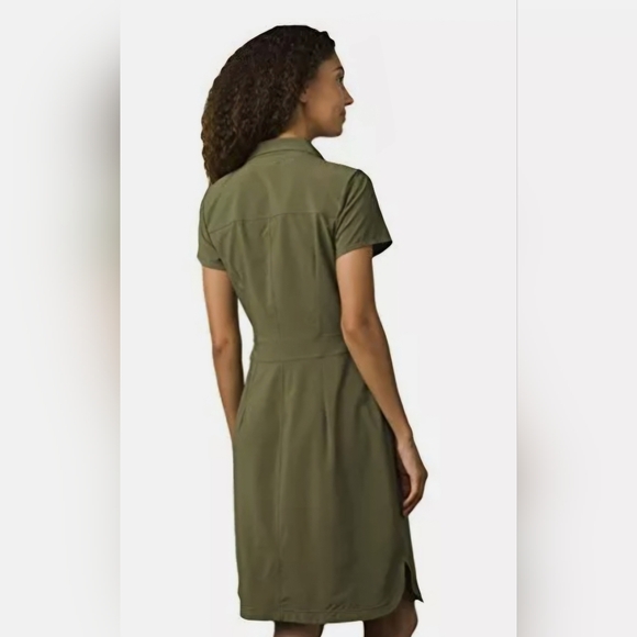 PrAna Shirt Dress Dark Green Cargo Pockets Shadyn Snap Recycled - Picture 2 of 3